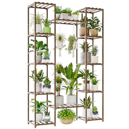 Bamworld Grand support pour plantes d'intérieur - Grande étagère d'angle d'extérieur pour plantes multiples - Support de fleurs pour salon, balcon et jardin