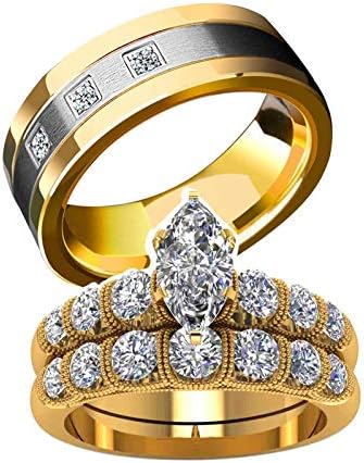 近鉄love  Amazon.com: LOVERSRING 3pc Couple Ring Bridal Sets Women 14k