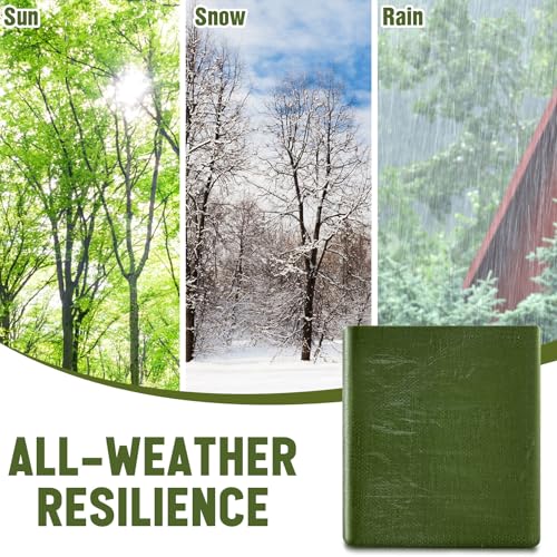 Image of 1 Pcs 12 x 20 ft 5.5 Mil Large Waterproof Tarps Heavy Duty Multipurpose Protective Cover for Home Boats RVs Cars Camping Tent Patio Furniture Roof Emergency Rain Shelter, Army Green
