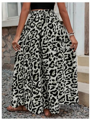 SweatyRocks Women's Boho Leopard Print Split Long Skirt High Waist A Line Skirts with Slit2