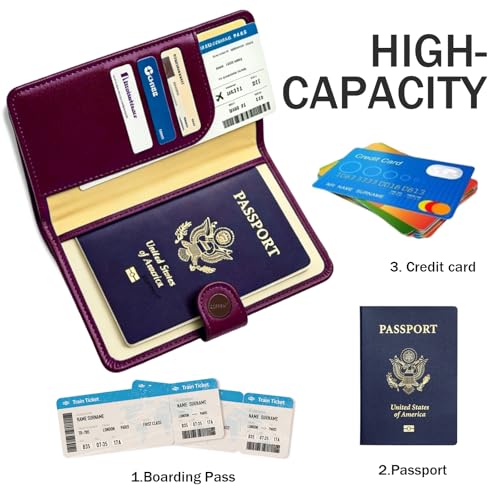 Image of ZOPPEN Passport Holder RFID Blocking Travel Wallet, Grape Purple | Passport Cover with Multiple Card Slots, Water-Resistant & Easy-Carry, Must-Have Travel Accessory for Men & Women.