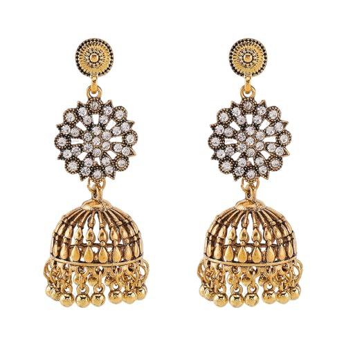 Flower Rhinestones Tassels Bells Earrings Alloy Texture Comfortable Wear Suitable for Women Festivals Parties Rhinestones Earrin
