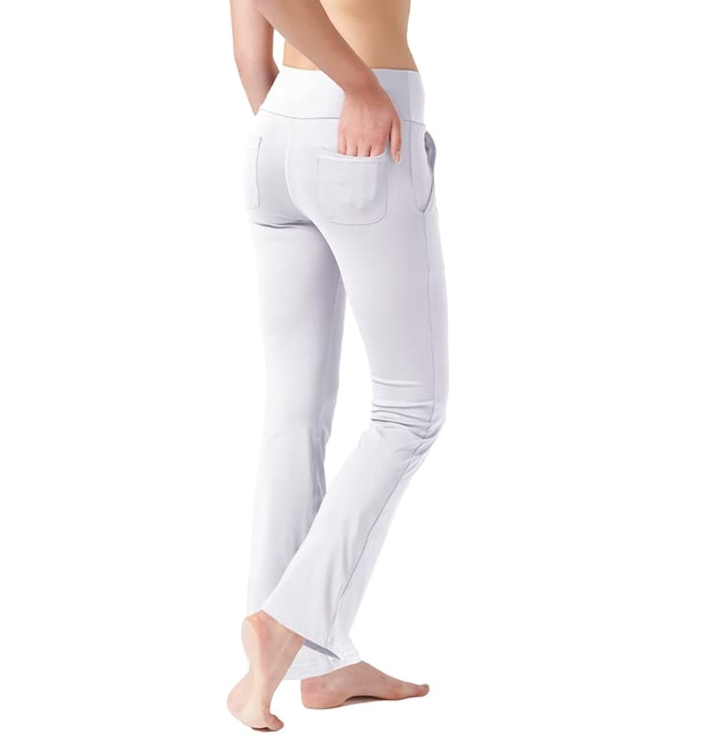 LaiEr Pantaloni da Yoga da Donna con 4 Tasche Pantaloni da Lavoro a Vita Alta 4 Vie Stretch Controllo Pancia Pantaloni Lunghi Svasati, (2 Tasche Laterali e Posteriori),