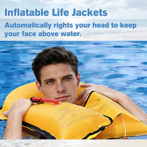 Image of Inflatable Life-Jacket for Adults| Life-Vest with Automatic /Manual Multifunctional Inflation-PFD| Lightweight & Compact Supports up to 300lbs for Kayaking Fishing Boating