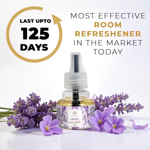 Image of EKAM | Combo Pack Of 3 | Floral Fragrance Scented Plug-In Air Freshener Refill| 45ml Each | Lasts up to 125 Days Each / 500 Hours Each | Perfect for Living Rooms, Bedrooms & More