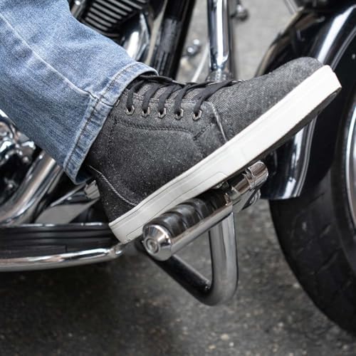 Milwaukee Leather MBM9108 Tênis masculino de lona preta reforçada para motocicleta, casual, para equ