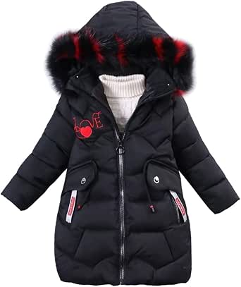 Manteau D'Hiver Chaud Pour Filles 8-14 Ans - Parka Longue Rembourrée Avec Capuche Fourrure - Boutonnée