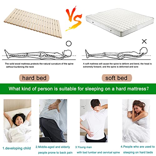Huaziyu Wooden Bed Slats Mattress Support Solid Wood Board/Slats,Foldable Smooth Breathable Slatted Bed Base,Home Indoor Furniture Bedroom Bed Accessory,Customizable Size (Wxl:28X75In) #TOP6