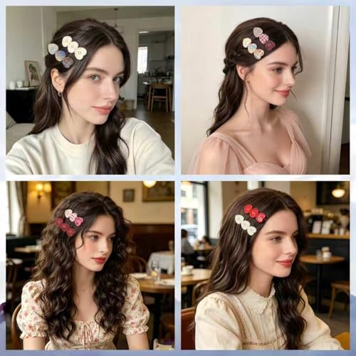 4 pzas Pinzas Para Cabello Corazón Texturizadas miniatura 7