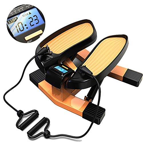 HJHY@ Mini Stepper Lateral Cardio Fitness Twister Stepper 2 en 1 Máquinas de Step con Bandas de Resistencia y Monitor LCD,Equipo de Fitness Hidráulico para Pérdida de Peso Deportivo
