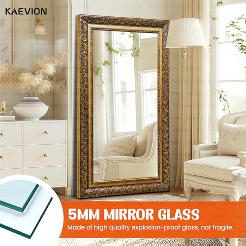 Image of Wooden Frame 3.5 ft Rectangular Wall Mounting Mirror Antic Look Black Golden | Home Decorative Vintage Mirror for Wall
