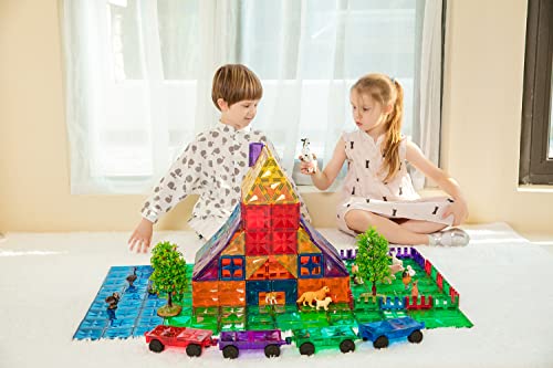 Megagontiles 182Pcs Magnetic Tiles | Stem Authenticated | Mega Magnet Tiles Set| Clear Magnetic Blocks | Magnetic Toys | Magnetic Building Blocks |Toddler Boys Girls 3-10 Year Old #TOP3
