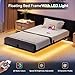 YITAHOME Floating Bed Frame Twin Size, LED Bed Frame with Charging Station, Metal Platform Twin Bed with Heavy Duty Steel Slats Supports, No Box Spring Needed, Easy Assembly, Black