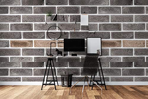 Image of DWELLSINDIA Brown Grey Bricks Self Adhesive Wallpaper, Waterproof, Scratch Resistant, Laminated (41cm x 244cm, Multicolour)