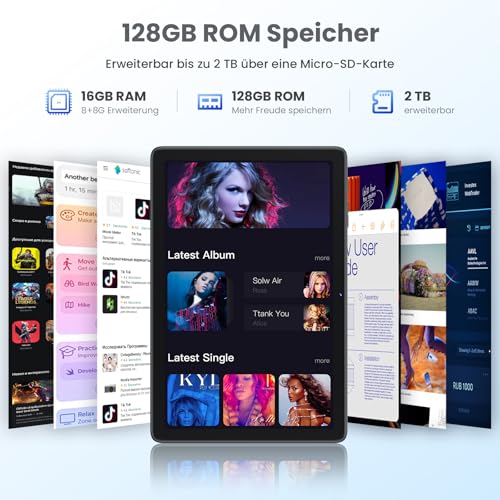 2025 Neueste 10.1 Zoll Tablet Android 14, Tablet mit Tastatur Maus und Stift,16GB+128GB(1TBTF), 4G LTE Tablets Mit 2 SIM 1 SD Slot, 5G Wifi Tablette PC, Octa-Core|13+10MP|8650mAh|1080FHD|GPS -Grau 4