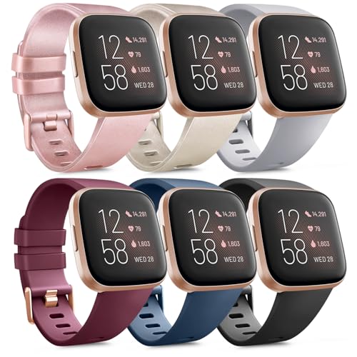 Mugust 6 Stück Armband für Fitbit Versa 2 Armband für Damen und Herren Weiches Silikon Sport Ersatzarmband für Fitbit Versa Armband/Versa Lite Armband/Versa SE Armband (CPack)