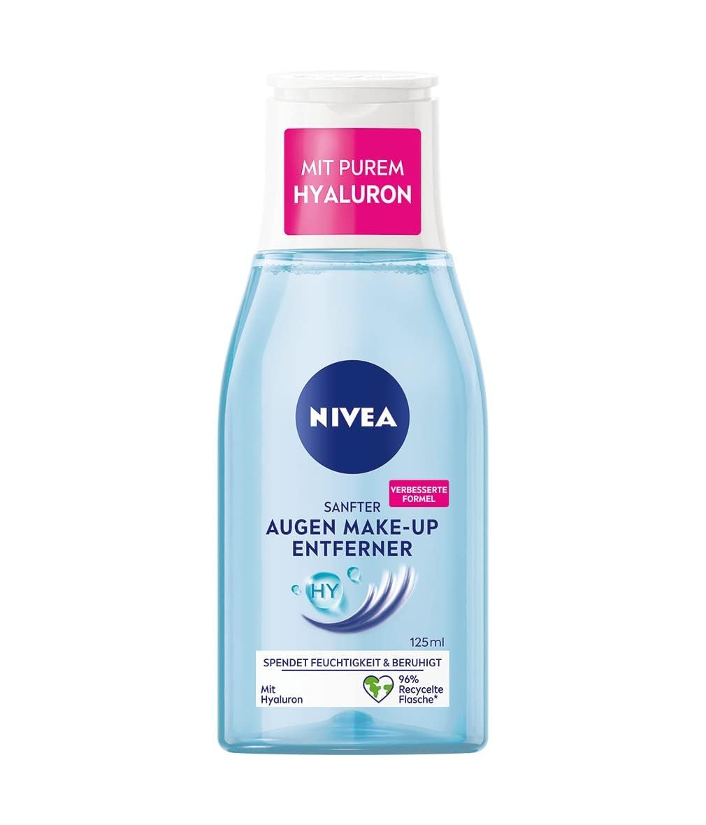 NIVEA Sanfter Augen Make-Up Entferner (125 ml), nicht fettendes Abschminkwasser mit Provitamin B5, zum Abschminken von Mascara und Make-up