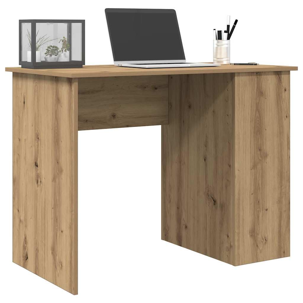 Biurko z drewna dębowego Artisan 100 x 55 x 75 cm z miejscem do przechowywania i szufladą, ergonomiczne biurko komputerowe do biura, biura domowego i gabinetu, zajmuje mało miejsca i jest