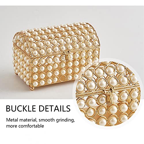 Luxurious Pearl Inlaid Jewelry Box,Senior Gorgeous Jewelry Box Organizer For Necklace,Earrings Ring,Keepsake Storage With Lid For Wedding Dresser Room Deco Birthday Gift #TOP4