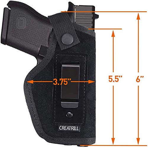 Creatrill Suede Leather Inside The Waistband Holster | Fits M&P Shield 9mm, .40, .45 Auto / Glock 26 27 29 30 33 42 43 / Ruger LC9 / Springfield XD & Similar Pistols | Gun Concealed Carry IWB Holster