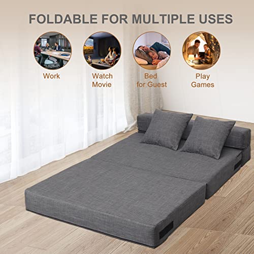Nigoone Queen Size Folding Sofa Couch Memory Foam With 2 Pillows Sleeper Chair Lazy Couch Triple Futon Convertible Guest Beds thumb #5
