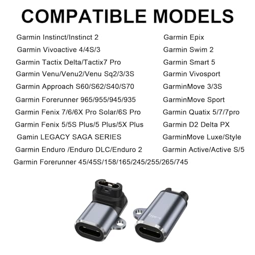 Image of Meliya Charger Type C Adapter for Garmin Watch 2 Pack, USB C Cable Compatible for Garmin Fenix 7 / 7S /7X /6 /6S /6X /5 /5 Plus /5X /5X Plus /5S /5S Plus, Instinct, Forerunner 965 /955 /945 /935, Vivomove