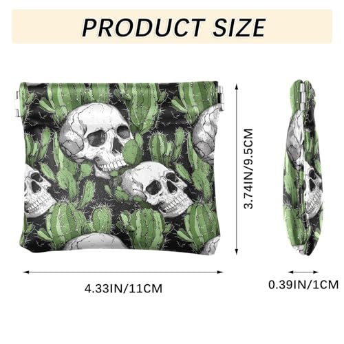 Coin Purse for Women Cactus Skull Coin Pouch Change Holder PU Leather Mini Wallet Portable Coin Bag Money Pocket3