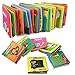 Here Fashion Baby Infant First Non-Toxic Fabric Soft Cloth Book Set Squeak Crinkle Colorful Toddler Rustling Sound Activity Learning Toys  - Pack of 6