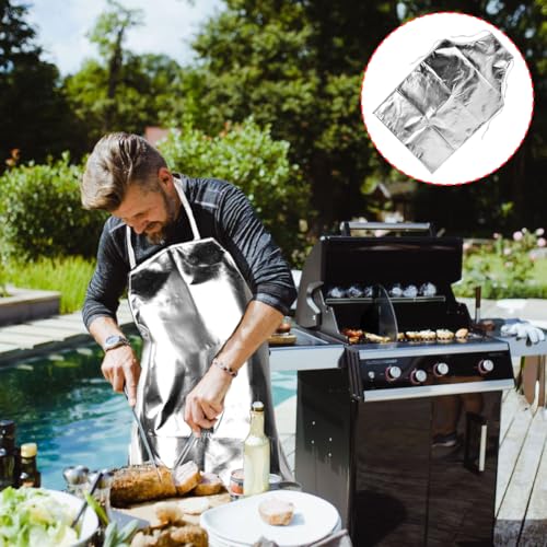 Lwuey Heat Proof Apron, 1000°C Fireproof Thermal Insulation Aluminum Foil Aprons High Temperature Working Manufacturing Safety Work Apron Fire Retardant Flame Protective Clothing for Cooking BBQ