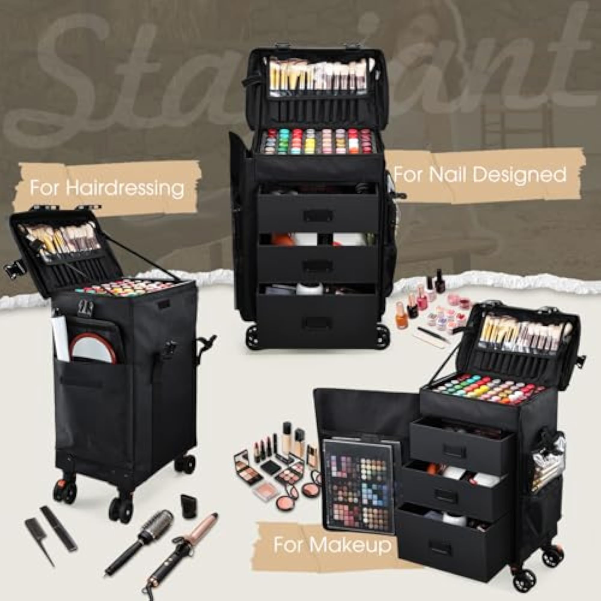 4 in 1 Soft Sided Professional Cosmetology Case