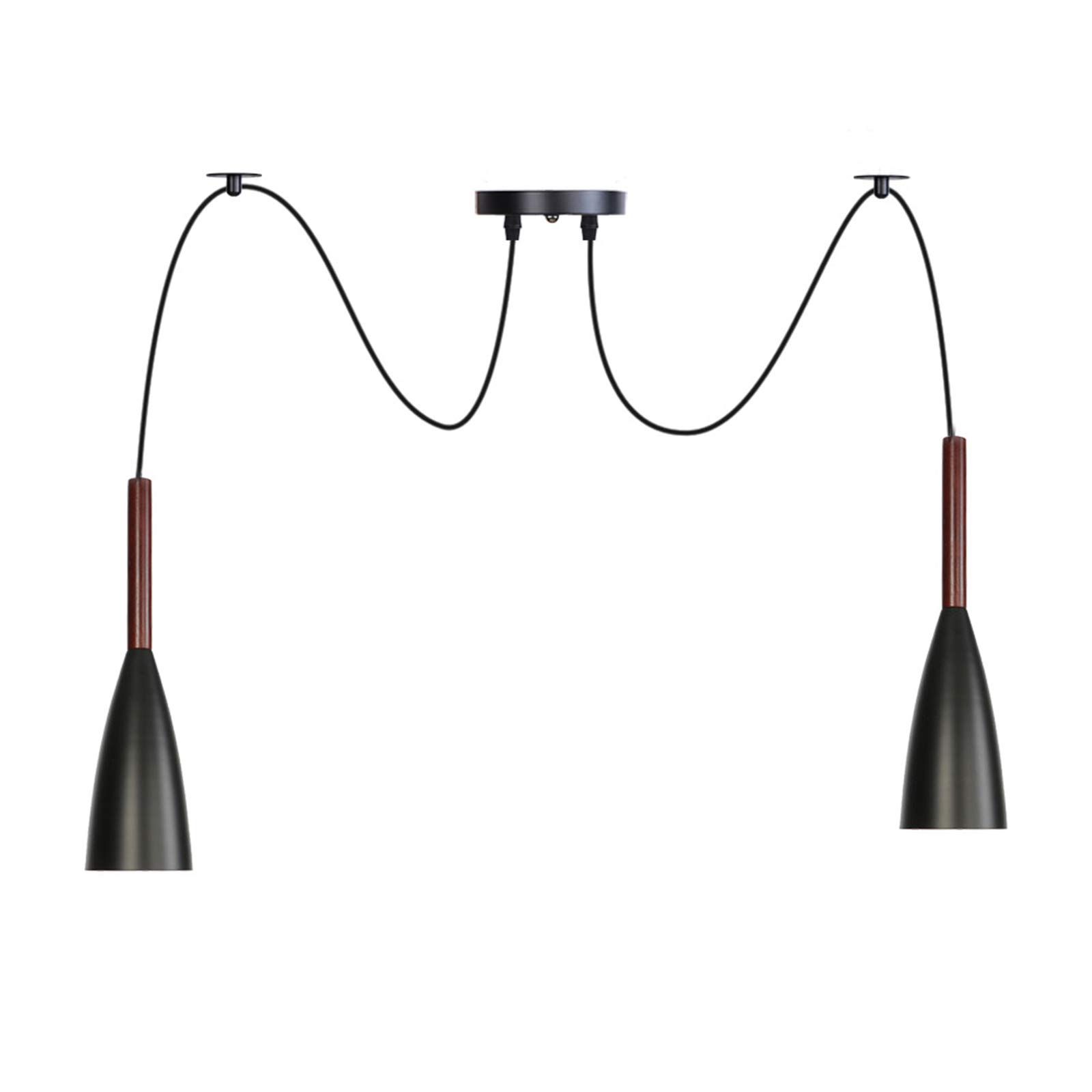 Lámparas Colgantes de Techo de Metal Negro Ajustable con 1 o 2 Luces
