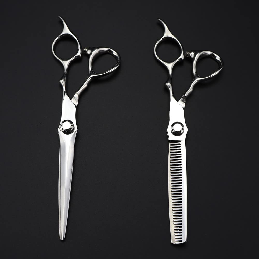 Tijeras de peluquería Profesionales de 6,5 Pulgadas, Fabricadas en Japón con Acero 440c, Color Plata. Juego de Tijeras de peluquería para entresacar el Cabello.