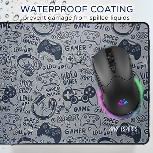 Image of Ant Esports Gamerz Paradise Theme Extended Mouse Pad - 900x400mm Large Waterproof Desk Mat, Non-Slip Rubber Base, Keyboard & Mouse Mat for Gaming Setup, Office & Home - Grey Multicolor Design