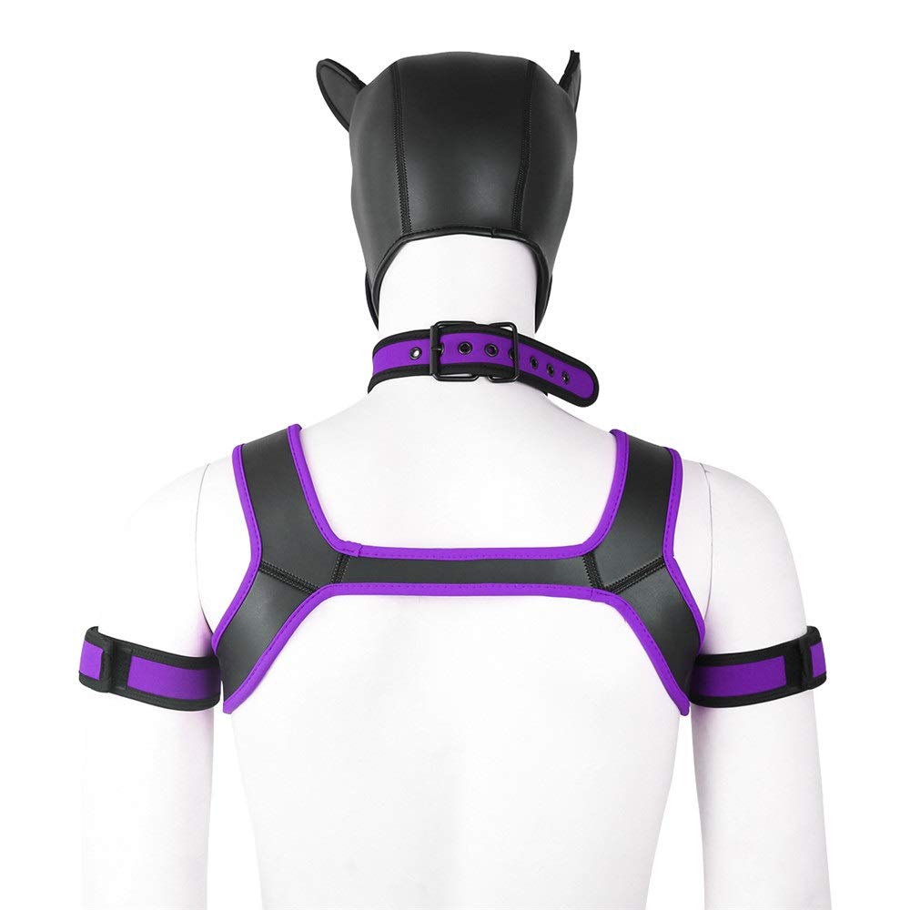 Cachorro Jugar Perro Bondage Capucha Máscara Cuello Brazalete Cosplay Fantasía Arnés Bondage Conjunto Sexy Juegos for Adultos Esclavo Cachorro Juego de Roles Parejas