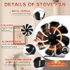 Tomersun 8-Blade Log Burner Stove Fan Heat Powered- Wood Burning Stove Fan with Thermometer for Fireplace/Log Burner/Woodburner/Multifuel Stoves, Silent Eco-Friendly