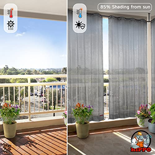 Image of HIPPO 150 GSM Outdoor Sun Blocking Balcony Eyelet /Grommet Curtains Sun & UV Protection, Light Filtering 4.5FTX4.5FT Window Curtain (Grey)