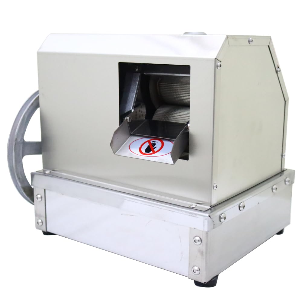 Exprimidor manual de caña de azúcar, máquina exprimidora de caña de azúcar de acero inoxidable con entrada de caña de azúcar, 3 rodillos, exprimidor comercial de caña de azúcar 5