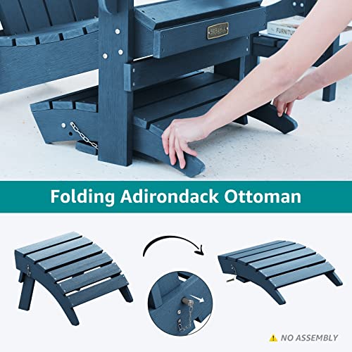 Serwall Folding Adirondack Footrest Without Assembly, Weather Resistance Adirondack Footstool, Blue #TOP3
