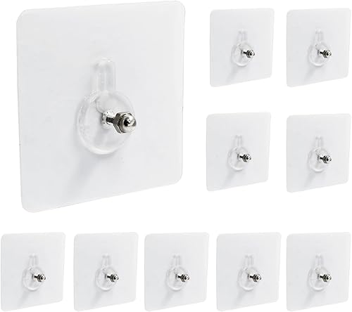 Miniatura 6 de Hitefu 10 ganchos autoadhesivos sin clavos, ganchos de pared resistentes para colgar, adhesivos sin tornillos para montaje en pared, ganchos