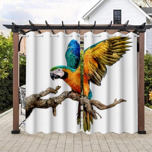 Hiseng 2 Pieza Cortina de Exterior, Impermeable Cortinas Exterior Porche Cortina Opacas con Ojales, Cortinas Termicas Aislantes Frio y Calor para Terraza, Patrón de Puerta en 3D (90x213cm,Estilo 4)