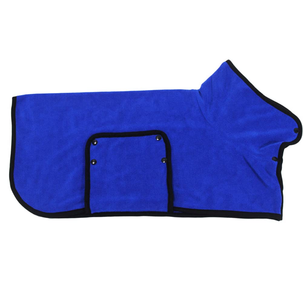 Peignoir de bain à capuche absorbant pour chiens et chats en microfibre à séchage rapide pour le bain et la plage, bleu, taille XL