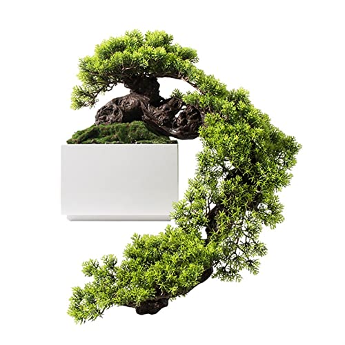 Planta artificial Bonsái artificial planta artificial de interior en maceta de mármol, plantas en maceta falsa para decoración de oficina doméstica, vegetación falsa plantas de mesa decoración árbol