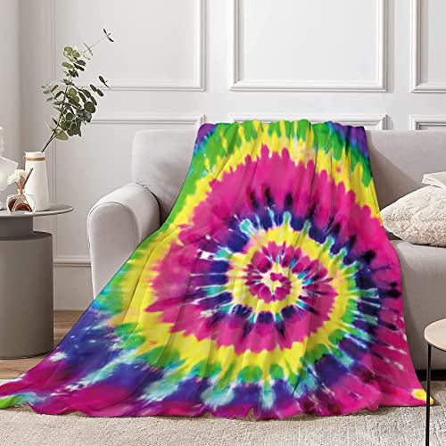 Paready Rainbow Tie Dye Painting Blanket, Soft Flannel Throw Blanket Suit All Season Cozy Lightweight Blanket For Kids Girls Boys Travel Camping Picnic For Room Sofa Unique Gifts For Adults 50"X60" #TOP3