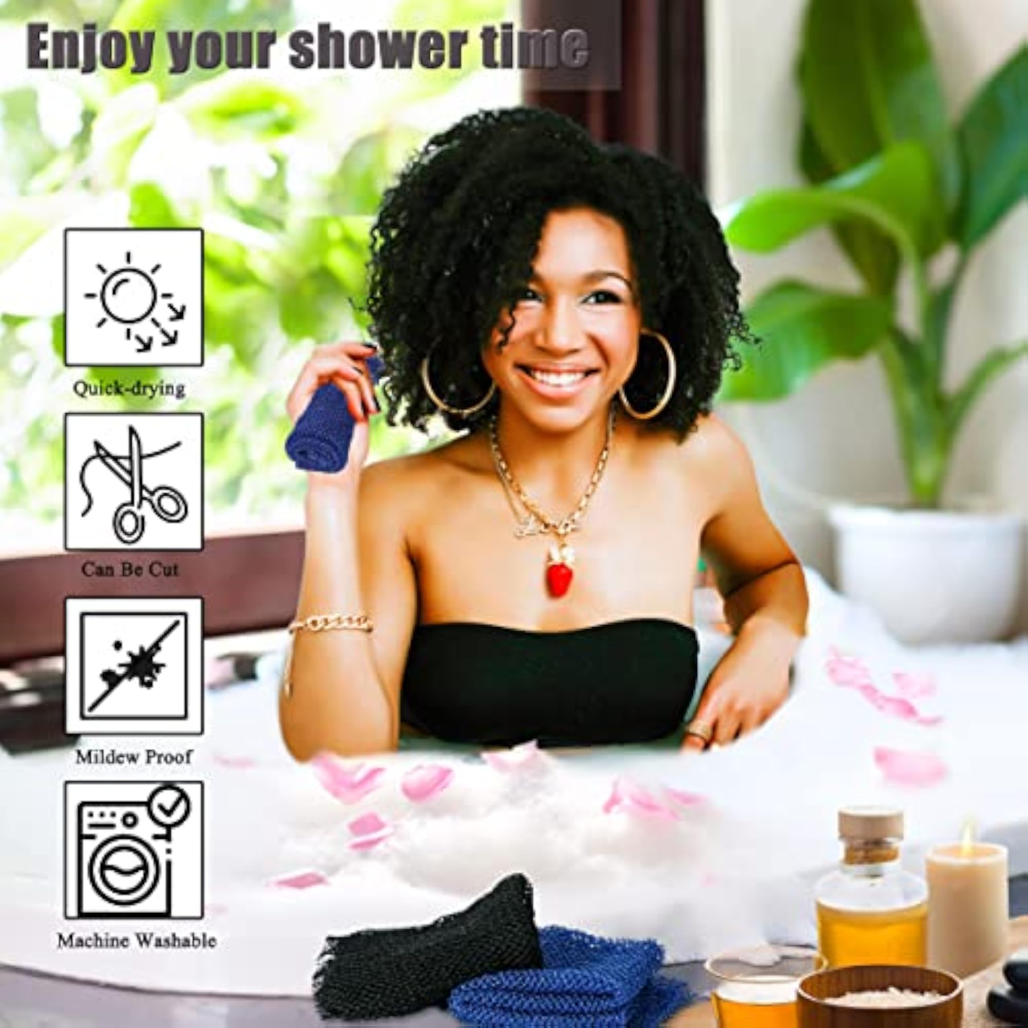 2 Pieces African Bathing Sponge Net, Exfoliating Shower Scrubber
