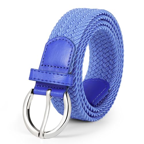 Image of JASGOOD Women Men Braided Woven Elastic Stretch Waist Belt Golf Canvas Fabric Casual Belt for Jeans Pants