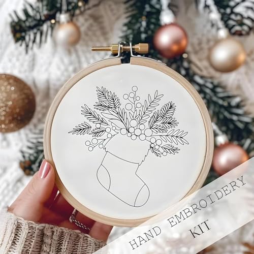 Image of UQRUI Christmas Embroidery Kits for Adults BeginnersEmbroidery Patterns, Ornament Embroidery Kit,Cross Stitch Kits (Gnome B)