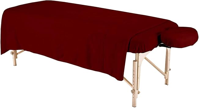 LaxLinen Burgundy Salon & Spa Tables Massage Table Spa Sheet Set 3-Pc Fitted- 33" x 73" Fit up to 7" Inch Deep Pocket, Flat Sheet & Fitted Face Rest Cover Organic Quality-600 TC