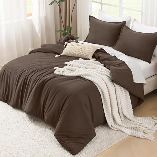 Image of Litanika Chocolate Comforter Set Twin /Twin XL Size, 2 Pieces Solid Bedding Comforter Set, All Season Down Alternative Bed Set (66x90In Comforter & 1 Pillowcase)