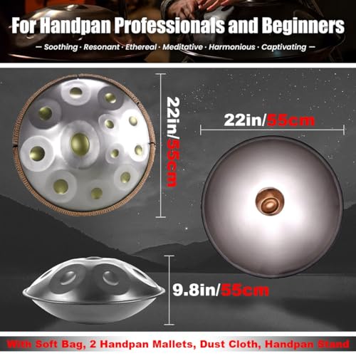 Handpan Drum 9 Notas 22 pulgadas D Minor Plata 440Hz miniatura 4