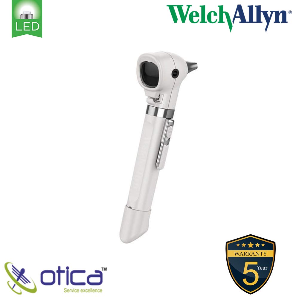 We|ch A||yn Pocket Plus Otoscopio LED de fibra óptica profesional con mango de batería AA 22880 (blanco)